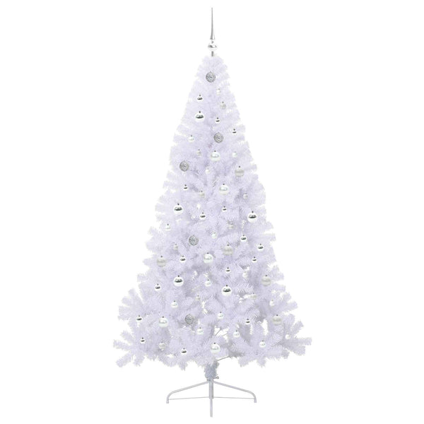 Tekojoulukuusi 300 LED-valoilla Valkoinen 210 cm PVC ja teräs