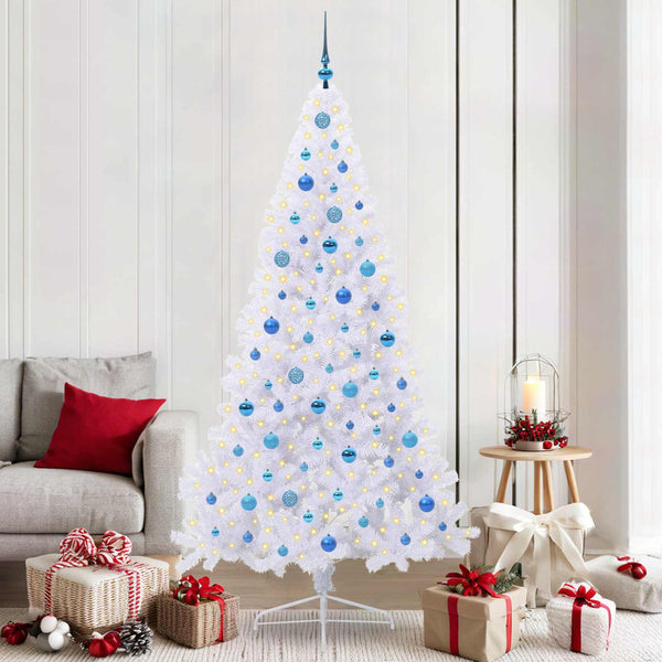 Tekojoulukuusi 300 LED-valoilla Valkoinen 210 cm PVC ja teräs