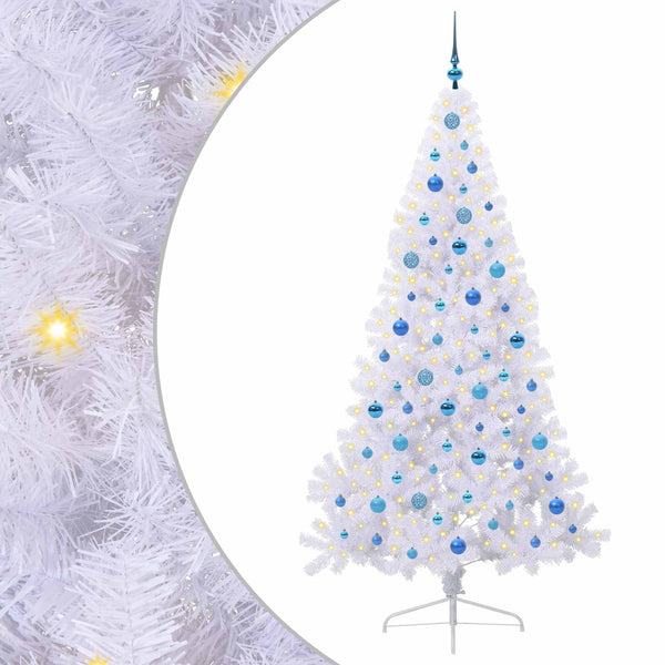 Tekojoulukuusi 300 LED-valoilla Valkoinen 210 cm PVC ja teräs