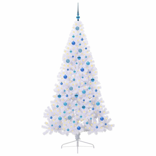 Tekojoulukuusi 300 LED-valoilla Valkoinen 210 cm PVC ja teräs