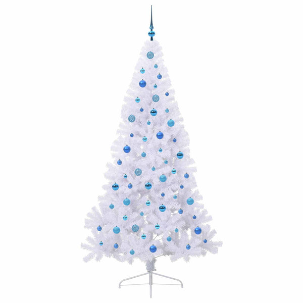 Tekojoulukuusi 300 LED-valoilla Valkoinen 210 cm PVC ja teräs