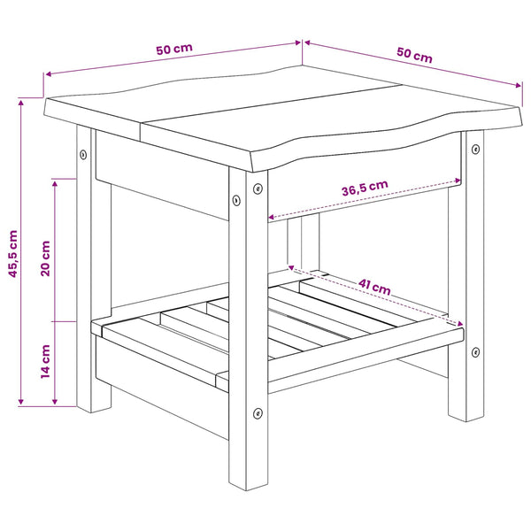 Sivupöytä hyllyllä EKAI Musta 50 x 50 x 45,5 cm Täysi mänty