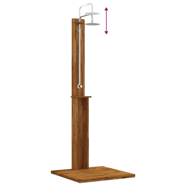 Ulko-suihku 217 cm Kiinteä akasiapuu ja ruostumaton teräs