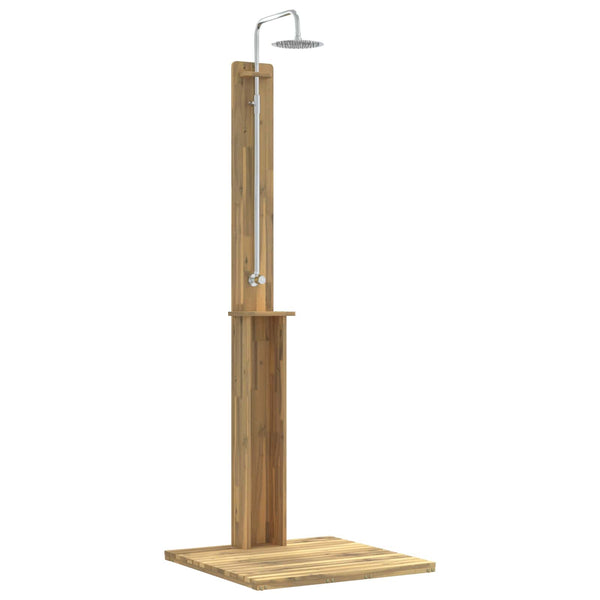 Ulko-suihku 217 cm Kiinteä akasiapuu ja ruostumaton teräs