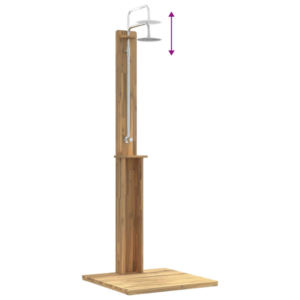Ulko-suihku 217 cm Kiinteä akasiapuu ja ruostumaton teräs