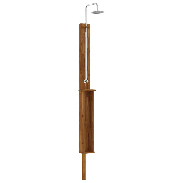 Ulko-suihku 257 cm Kiinteä akasiapuu ja ruostumaton teräs