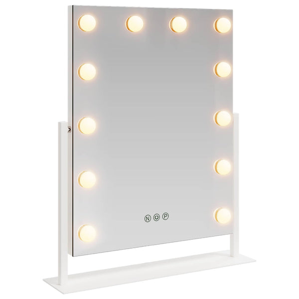 LED Meikkipeili valkoinen 44 x 10 x 53 cm Lasia ja terästä