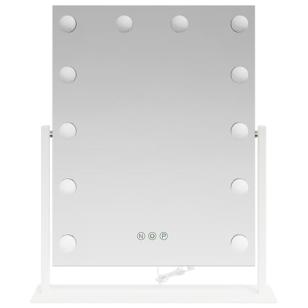 LED Meikkipeili valkoinen 44 x 10 x 53 cm Lasia ja terästä