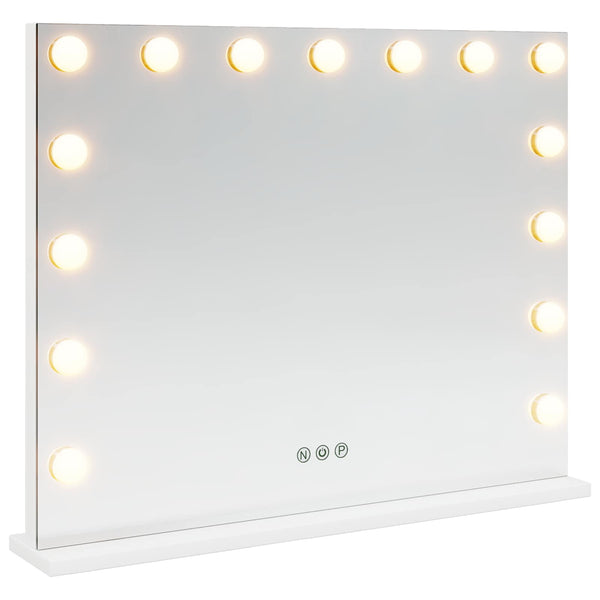 LED Meikkipeili valkoinen 58 x 10 x 47 cm Lasia ja terästä