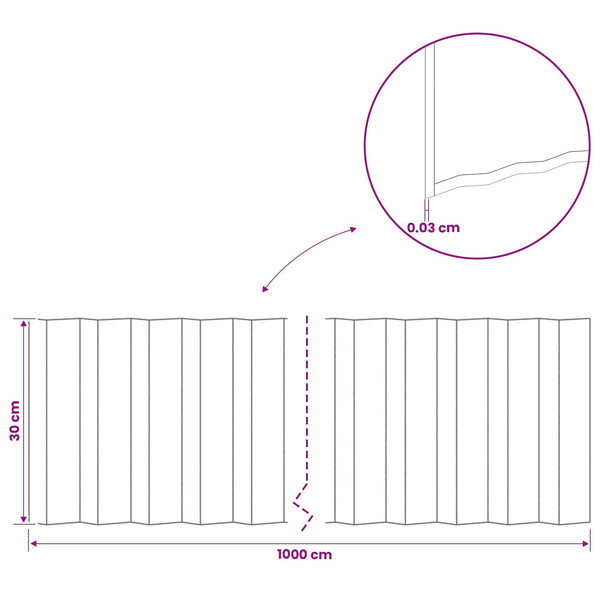 Nurmireunus 10 m x 30 cm Galvanoitu teräs Hopea