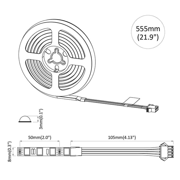 LED-nauha 2 kpl Musta ja läpinäkyvä Kupari ja muovi