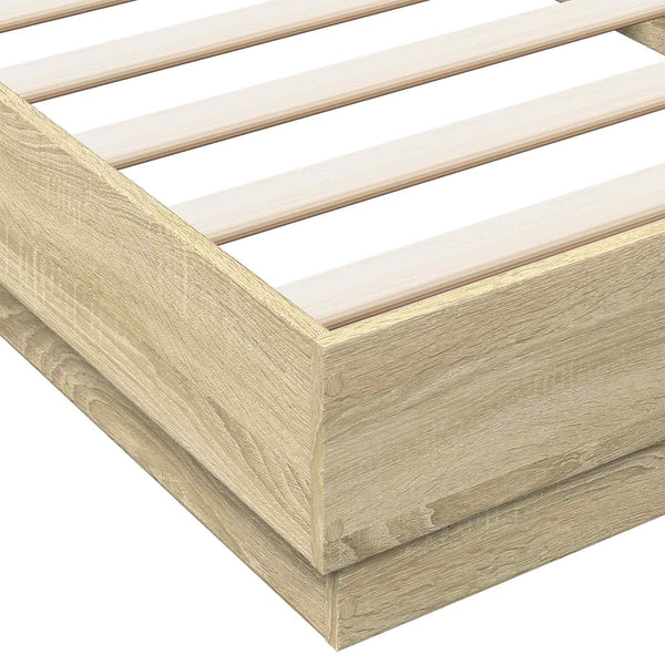 Sängyn runko LED-valolla Sonoma-tammi 80 x 200 cm Tekninen puu