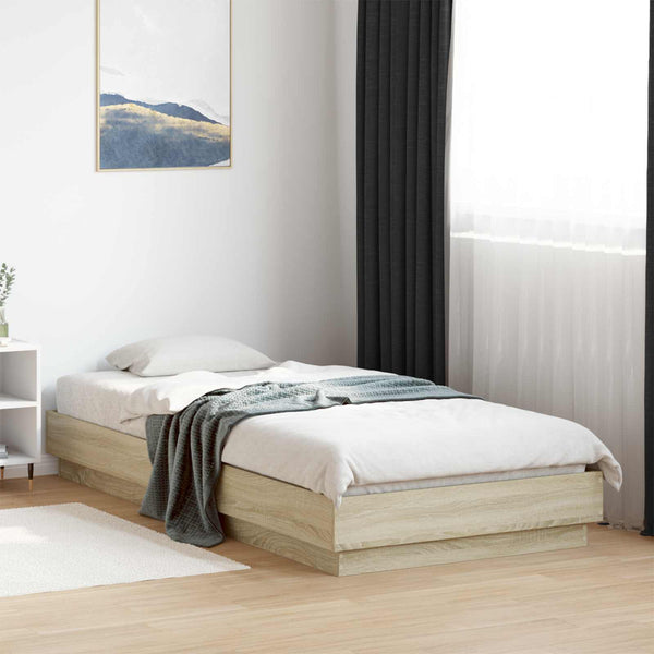Sängyn runko LED-valolla Sonoma-tammi 80 x 200 cm Tekninen puu