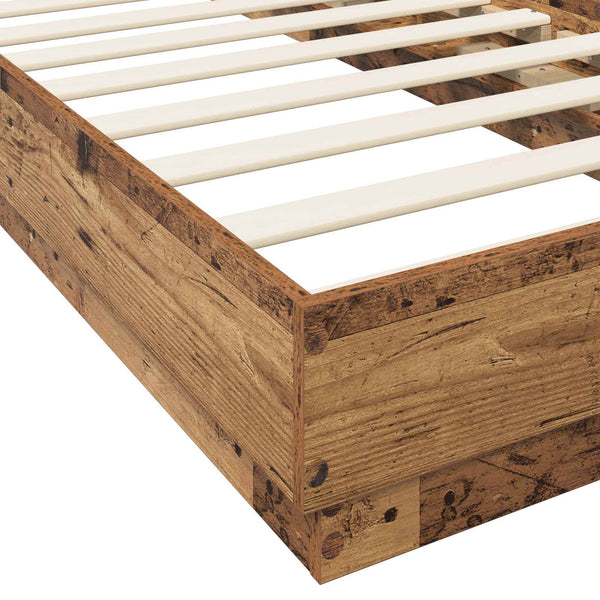 Sängyn runko LED-valolla Vanha puu 80 x 200 cm Tekninen puu