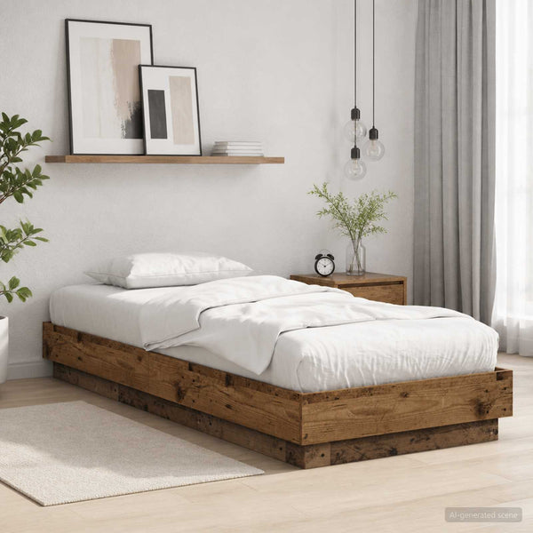 Sängyn runko LED-valolla Vanha puu 80 x 200 cm Tekninen puu