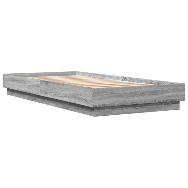 Sängyn runko LED-valolla Harmaa Sonoma 80 x 200 cm Tekninen puu
