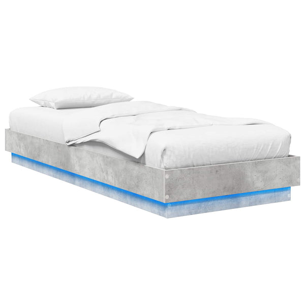 Sängyn runko LED-valolla Betoninharmaa 80 x 200 cm Tekninen puu