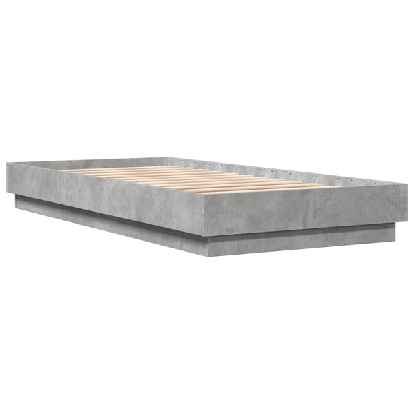 Sängyn runko LED-valolla Betoninharmaa 80 x 200 cm Tekninen puu