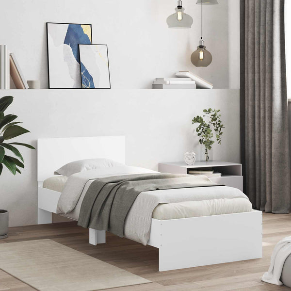 Sängyn runko päädyllä päätyllä valkoinen Tekninen puu