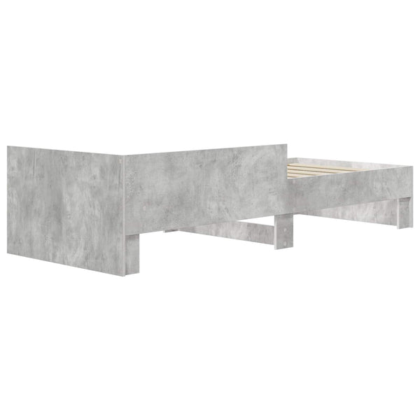 Sängyn runko päädyllä Betoninharmaa 80 x 200 cm Tekninen puu