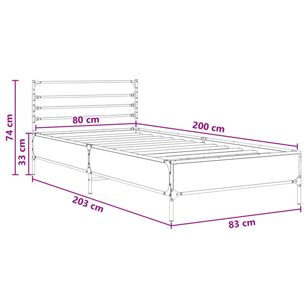Sängyn runko Vanha puu 80 x 200 cm Tekninen puu