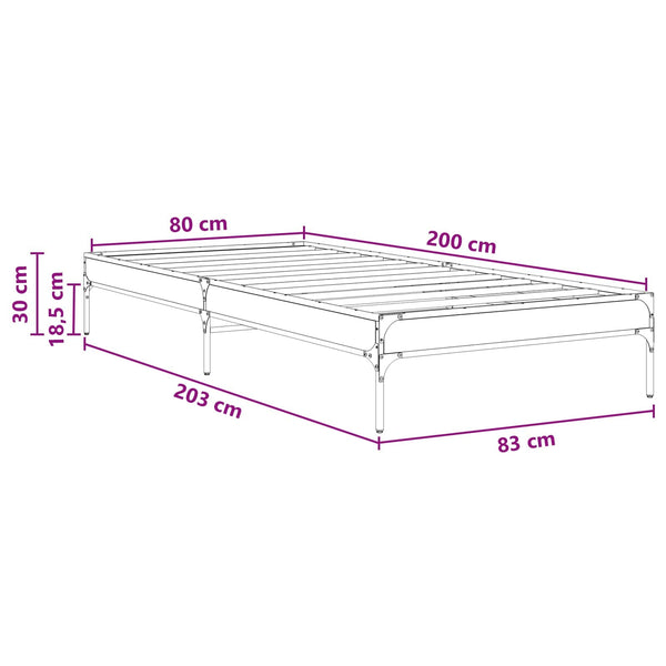 Sängyn runko Vanha puu 80 x 200 cm Tekninen puu