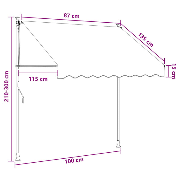Manuaalinen vedettävä varjo Antrasiitti ja Valkoinen 100 cm