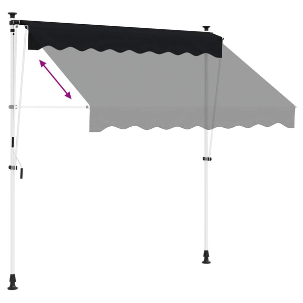 Manuaalinen vedettävä varjo Musta 150 cm