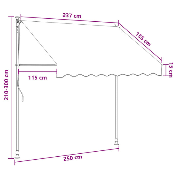 Manuaalinen vedettävä varjo Ruskea 250 cm