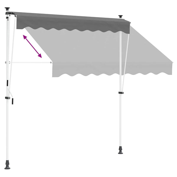 Manuaalinen vedettävä varjo Vaaleanharmaa 300 cm