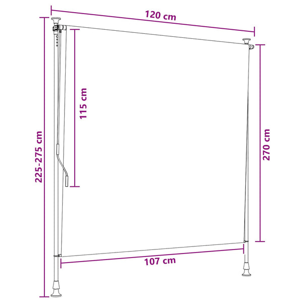 Ulkorullaverho Musta 120 x 270 cm
