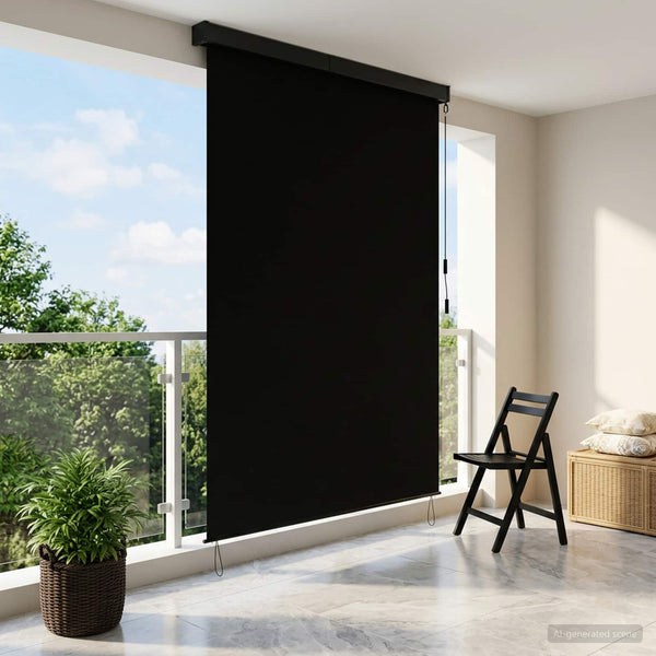 Rullaverho Musta 60 x 250 cm Kangas ja Alumiini