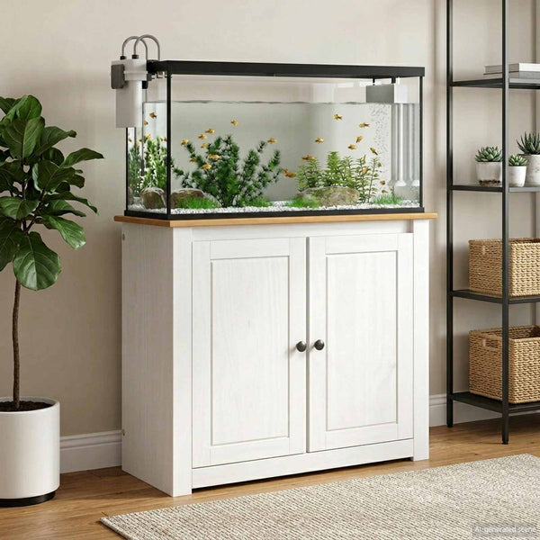 Akvaarioteline PANAMA Valkoinen ja ruskea 81 x 36 x 73 cm
