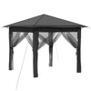Gazebo 4 Sivuseinällä 2,6 x 2,6 m Vaaleanharmaa ja antrasiitti