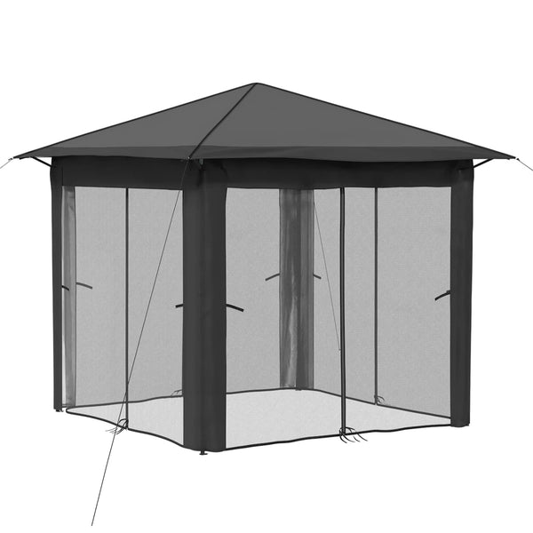 Gazebo 4 Sivuseinällä 2,6 x 2,6 m Vaaleanharmaa ja antrasiitti