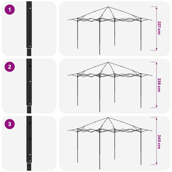 Gazebo 4 Sivuseinällä 2,6 x 2,6 m Vaaleanharmaa ja antrasiitti