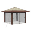 Gazebo 4 Sivuseinällä 3,3 x 3,3 m Kerma ja ruskea
