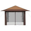 Gazebo 4 Sivuseinällä 3,3 x 3,3 m Beige ja Ruskea