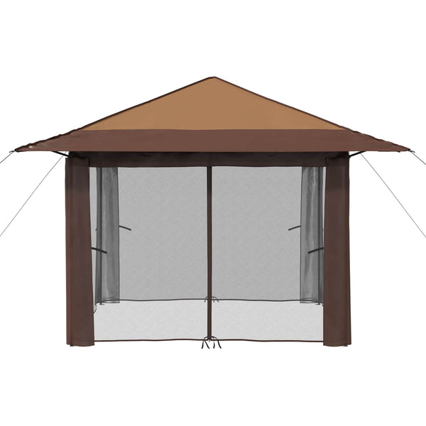 Gazebo 4 Sivuseinällä 3,3 x 3,3 m Beige ja Ruskea