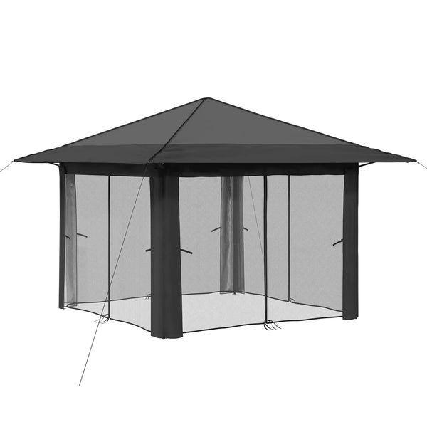 Gazebo 4 Sivuseinällä 3,3 x 3,3 m Vaaleanharmaa ja antrasiitti