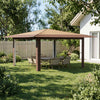 Gazebo ilman seinää 4 x 4 m Beige ja Ruskea