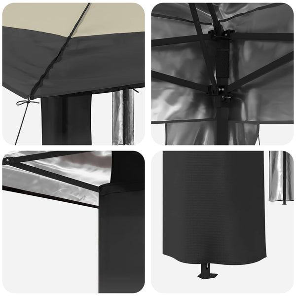 Gazebo ilman seinää 4 x 4 m Kermanvalkoinen ja antrasiitti