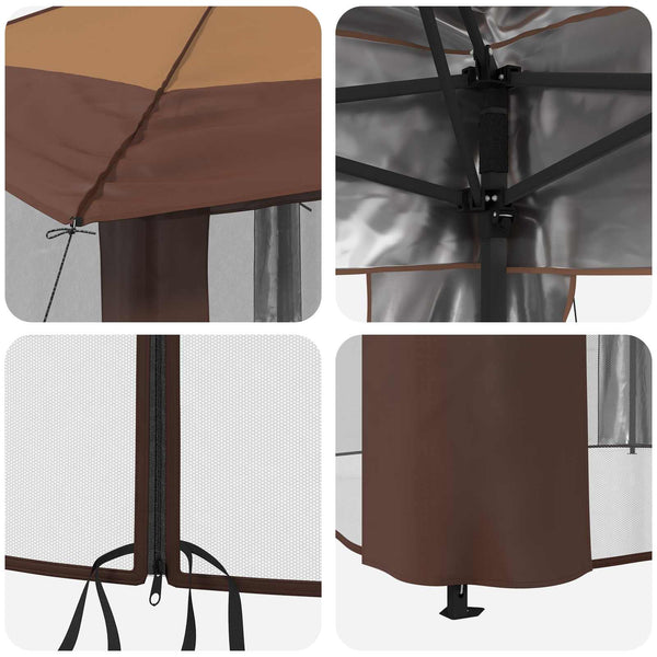 Gazebo, jossa on 4 seinää 4 x 4 m Beige ja Ruskea