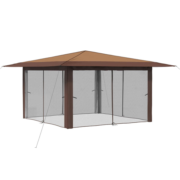 Gazebo, jossa on 4 seinää 4 x 4 m Beige ja Ruskea