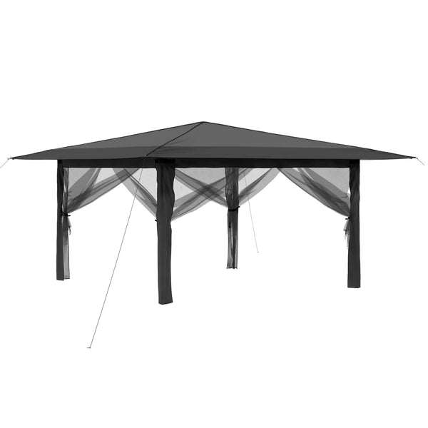 Gazebo, jossa on 4 seinää 4 x 4 m Vaaleanharmaa ja antrasiitti