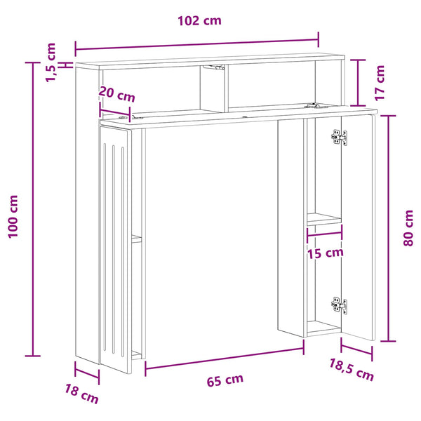 Takan kehys Vanha puu 102 x 18 x 100,5 cm Tekninen puu