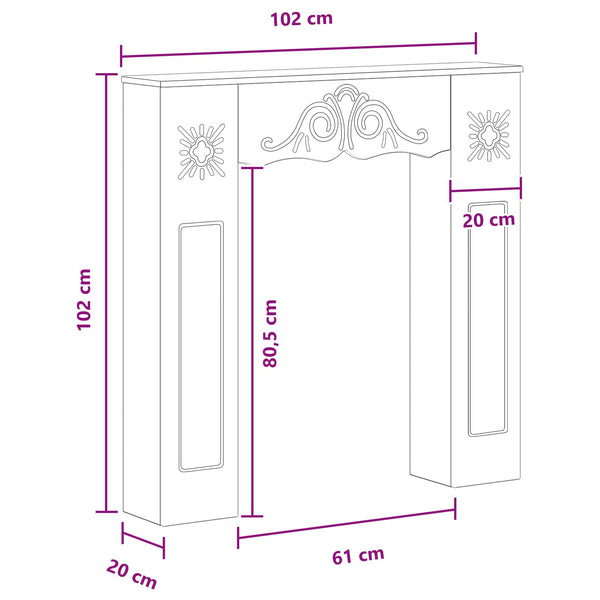 Takan kehys Vanha puu 102 x 20 x 102 cm Tekninen puu