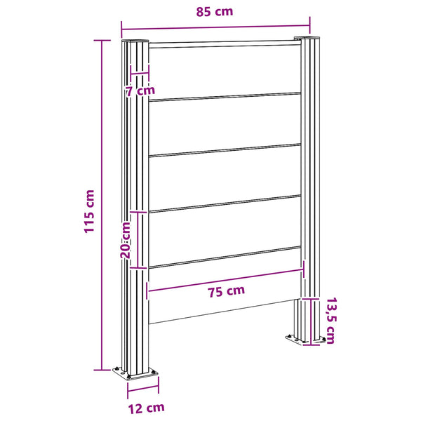 Roska-aitaus Ruskea 85 x 12 x 115 cm Alumiini ja WPC