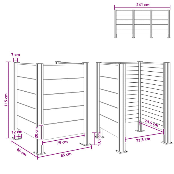Roska-aitaus Harmaa 85 x 85 x 115 cm Alumiini ja WPC