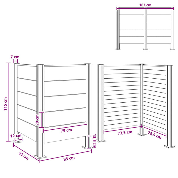 Roska-aitaus Ruskea 85 x 85 x 115 cm Alumiini ja WPC